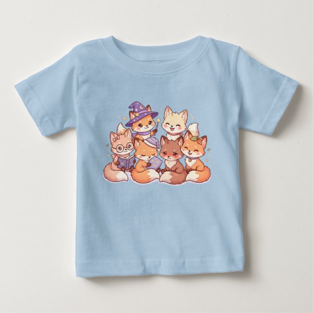 Para Bebê Camiseta Infantil Amigos Raposos Fofos (Frente)