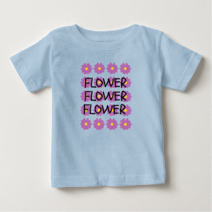 Para Bebê Camiseta infantil azul flor fina 