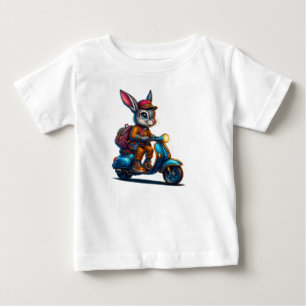 Para Bebê Camiseta Infantil Coelho de Patinete Vintage