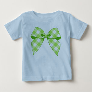 Para Bebê Camiseta Infantil com Babado e Laço Xadrez Verde L