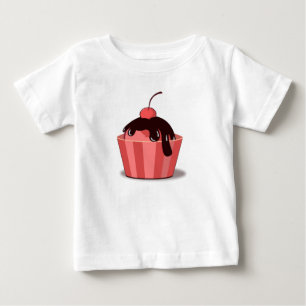 Para Bebê Camiseta Infantil com Babado Sundae de Cereja