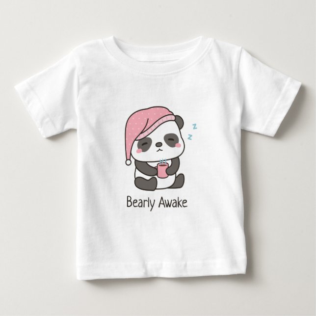 Para Bebê Camiseta infantil com pun Cute Sleepy Panda Bearly (Frente)