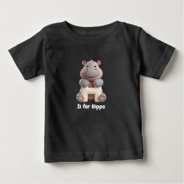 Para Bebê Camiseta Infantil Cute Hippo Letter H | Alfabeto A