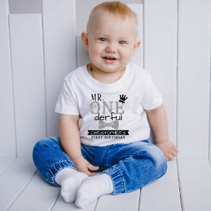 Para Bebê Camiseta infantil de 1º aniversário Mr. ONEderful
