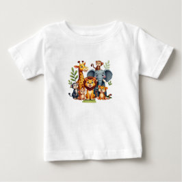 Para Bebê Camiseta Infantil de Animais da Selva Safari Fofa
