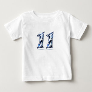 Para Bebê Camiseta Infantil de Aniversário Número 11 Azul Cr