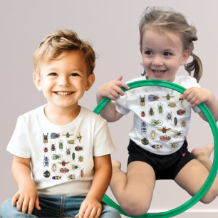 Para Bebê Camiseta Infantil de Besouro em Aquarela Educativa