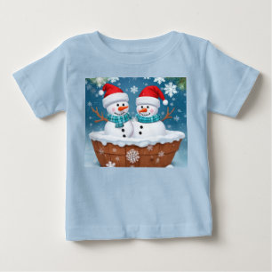 Para Bebê Camiseta Infantil de Bonecos de Neve Engraçados