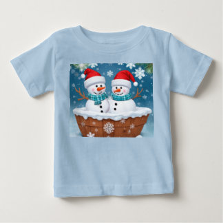 Para Bebê Camiseta Infantil de Bonecos de Neve Engraçados