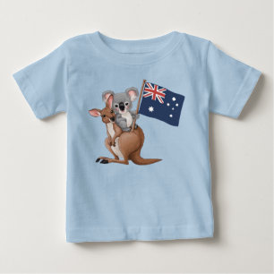 Para Bebê Camiseta Infantil de Canguru e Coala