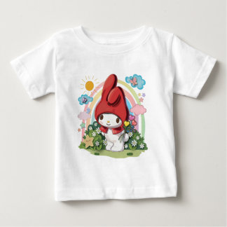 Para Bebê Camiseta Infantil de Coelho e Flores da Floresta F