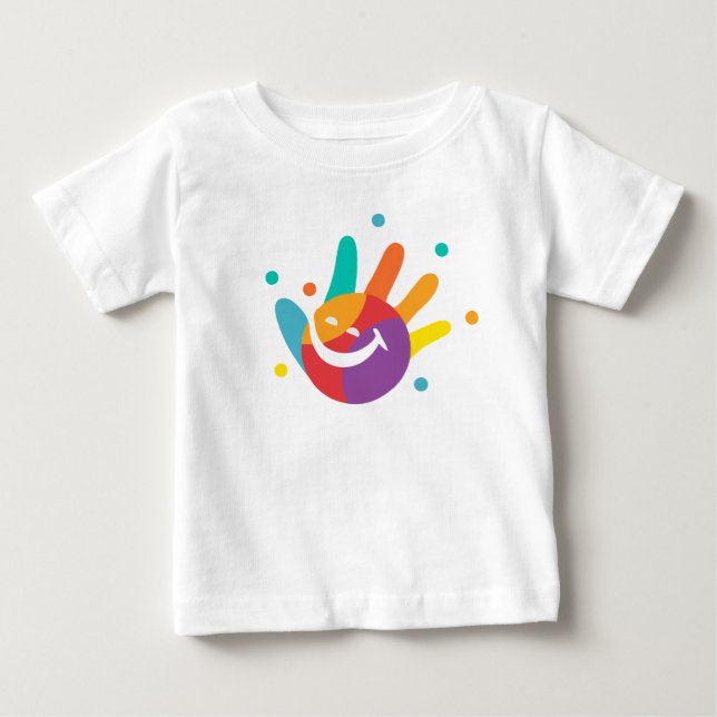 Para Bebê Camiseta Infantil de Cores Alegres com Impressão d (Frente)