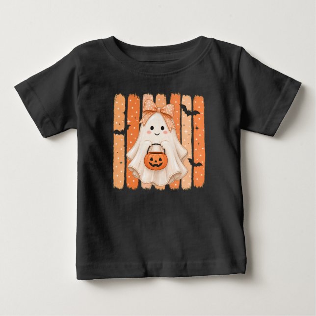 Para Bebê Camiseta Infantil de Fantasma de Halloween Fofo (Frente)