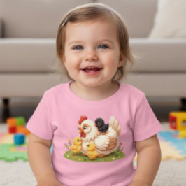 Para Bebê Camiseta Infantil de Fazenda de Frango Mãe Galinha