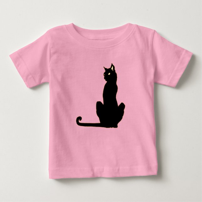 Para Bebê Camiseta Infantil de Gato Preto (Frente)
