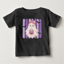 Camiseta Infantil de Halloween Fantasma Roxo Fofa