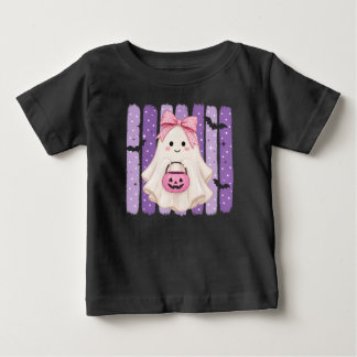 Para Bebê Camiseta Infantil de Halloween Fantasma Roxo Fofa