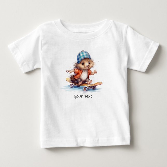 Para Bebê Camiseta Infantil de Pintura a Aguarela deouriço F (Frente)