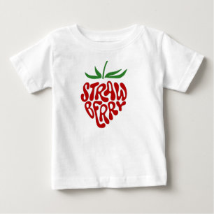Para Bebê Camiseta Infantil de Tipografia de Morango