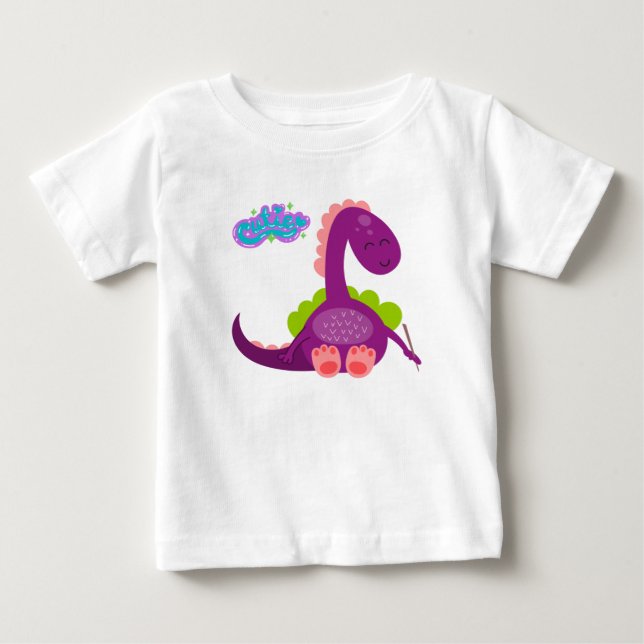 Para Bebê Camiseta Infantil Dinossauro Fofo (Frente)