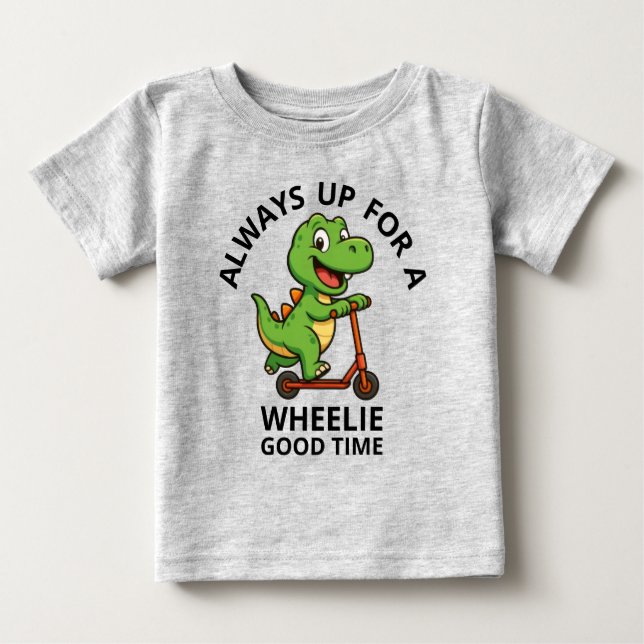 Para Bebê Camiseta Infantil Dinossauro Verde Fofo (Frente)