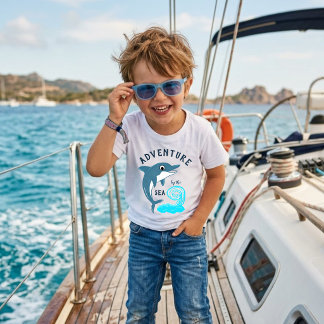 Para Bebê Camiseta infantil Dolphin and Wave Kids com Aventu
