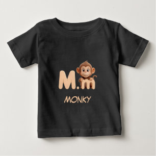 Para Bebê Camiseta Infantil Educativa de Macaco com Letra M 