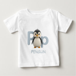 Para Bebê Camiseta Infantil Educativa de Pinguim com Letra P