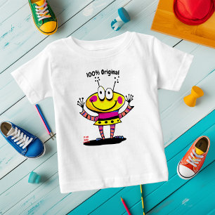 Para Bebê Camiseta Infantil Engraçada de Alien Personalizáve