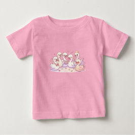 Para Bebê Camiseta Infantil Família de Cisne Fofa