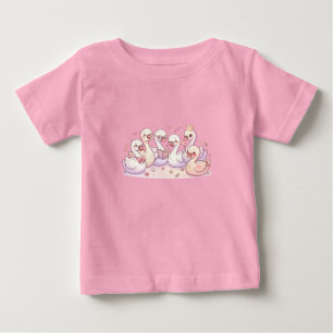 Para Bebê Camiseta Infantil Família de Cisne Fofa