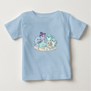 Para Bebê Camiseta Infantil Família de Golfinhos Fofa