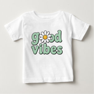 Para Bebê Camiseta Infantil Flor de Margarida Vibrações Retr