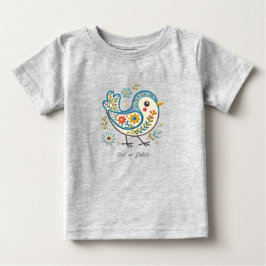 Para Bebê Camiseta Infantil Flor de Pássaro Azul