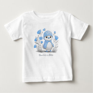 Para Bebê Camiseta Infantil Floral Azul de Pato em Aquarela