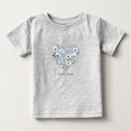 Para Bebê Camiseta Infantil Floral Coração Azul