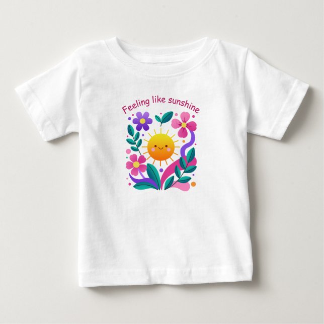 Para Bebê Camiseta Infantil Floral Sun (Frente)