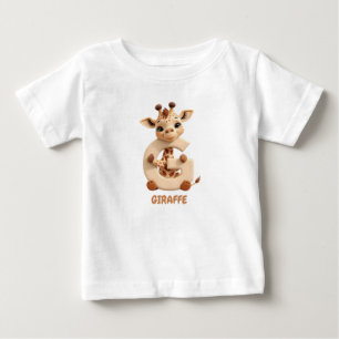 Para Bebê Camiseta Infantil Girafa Fofa Letra G   Animal Alp