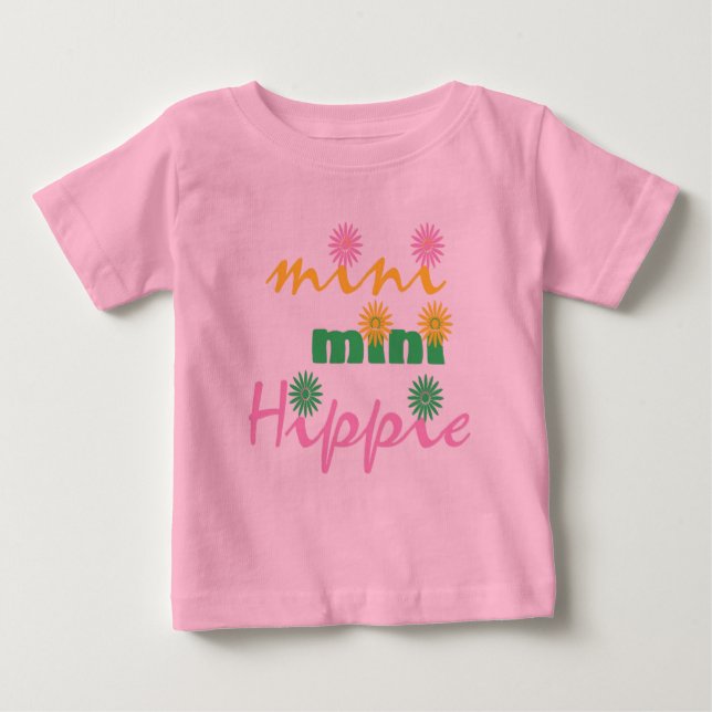 Para Bebê Camiseta Infantil Hippie Mini Mini Hippie (Frente)