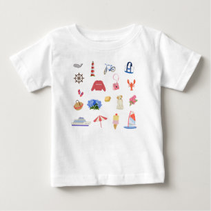 Para Bebê Camiseta Infantil Ícones de Aventura de Verão em N