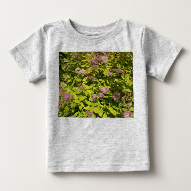 Para Bebê Camiseta Infantil Jardim de Flores Roxas (Frente)