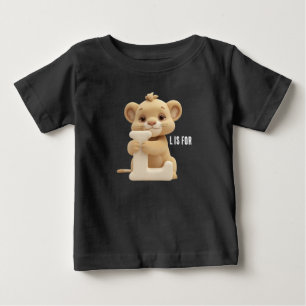 Para Bebê Camiseta Infantil Leão Fofo Letra L Alfabeto Ani