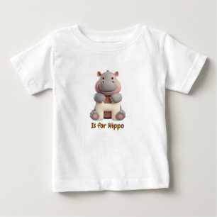 Para Bebê Camiseta Infantil Letra H Hipopótamo Fofo Alfabe
