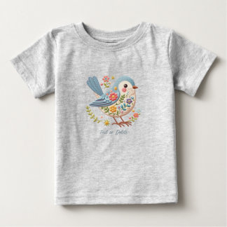 Para Bebê Camiseta Infantil Little Bird Floral Blue