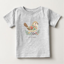 Para Bebê Camiseta Infantil Little Bird Floral Gold