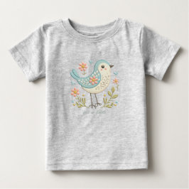 Para Bebê Camiseta Infantil Little Bird Floral Verde