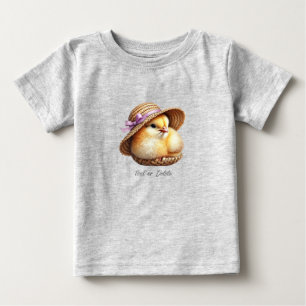 Para Bebê Camiseta Infantil Little Chick Pink Ribbon Baby