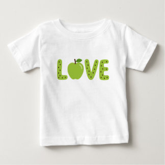 Para Bebê Camiseta Infantil LOVE de Maçã Verde Fofa