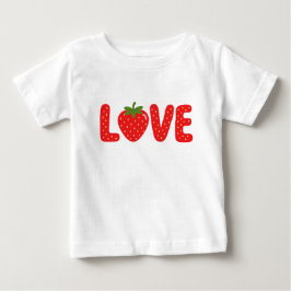 Para Bebê Camiseta Infantil LOVE de Morango Fofa