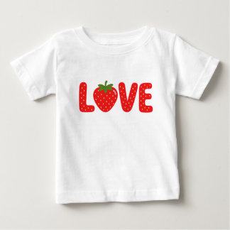 Para Bebê Camiseta Infantil LOVE de Morango Fofa